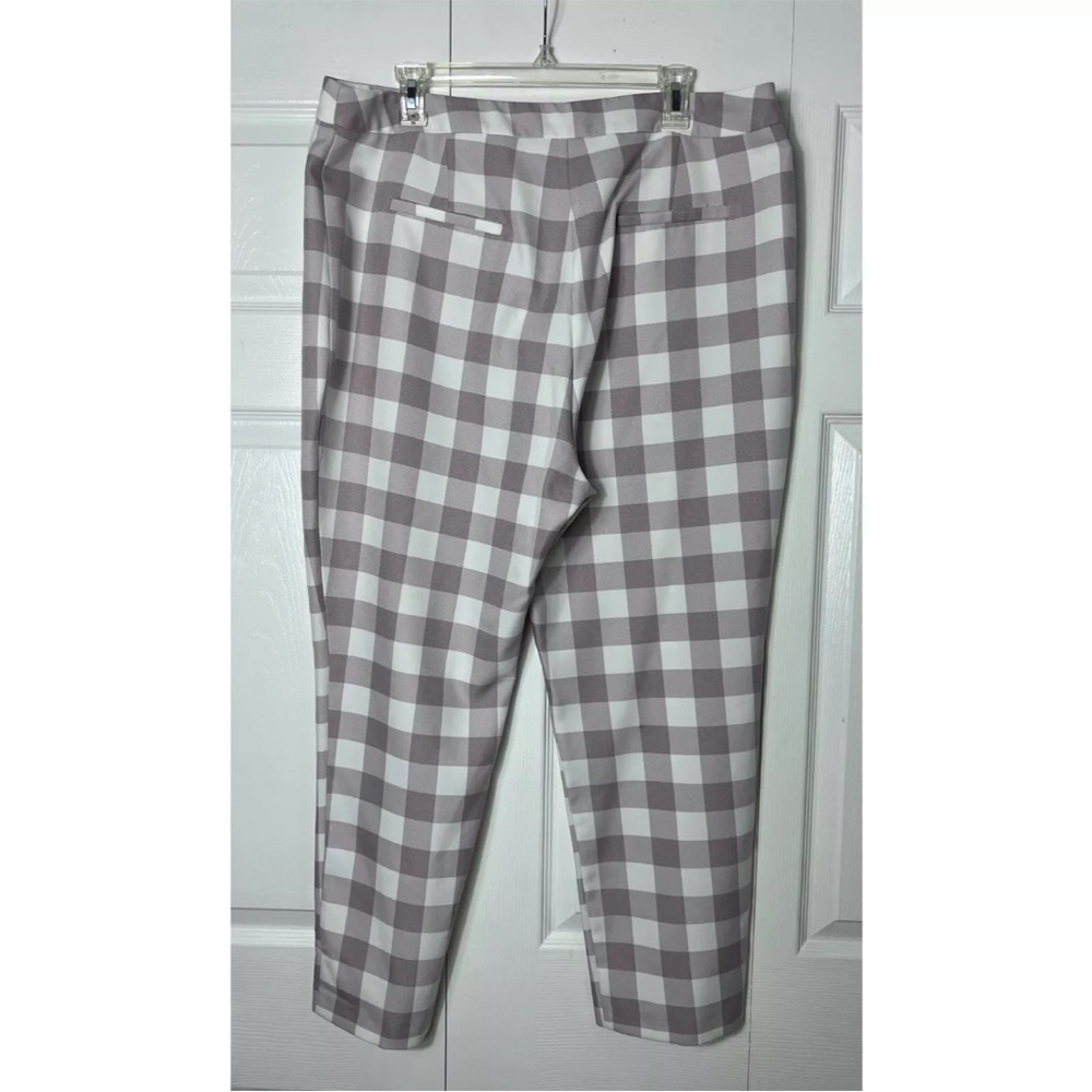 ASOS Pink White Gingham Plaid Slim Tailored Trousers Pants Size 14 - Picture 6 of 7